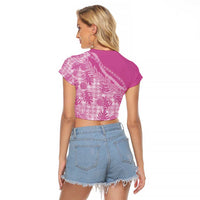 Hawaii Breadfruit Palaka Raglan Cropped T Shirt Omaomao Ulaula Maile Lei - Polynesian Pride