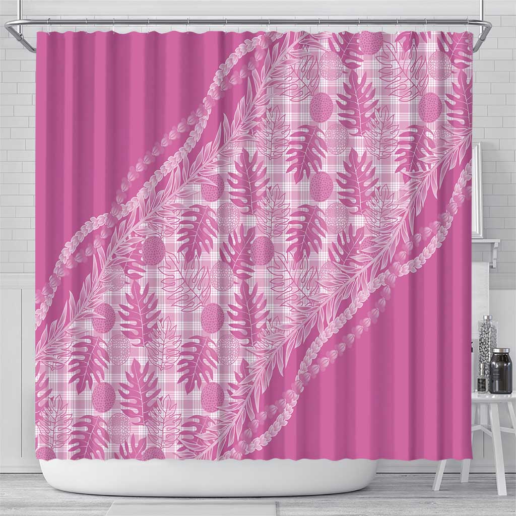 Hawaii Breadfruit Palaka Shower Curtain Omaomao Ulaula Maile Lei - Polynesian Pride
