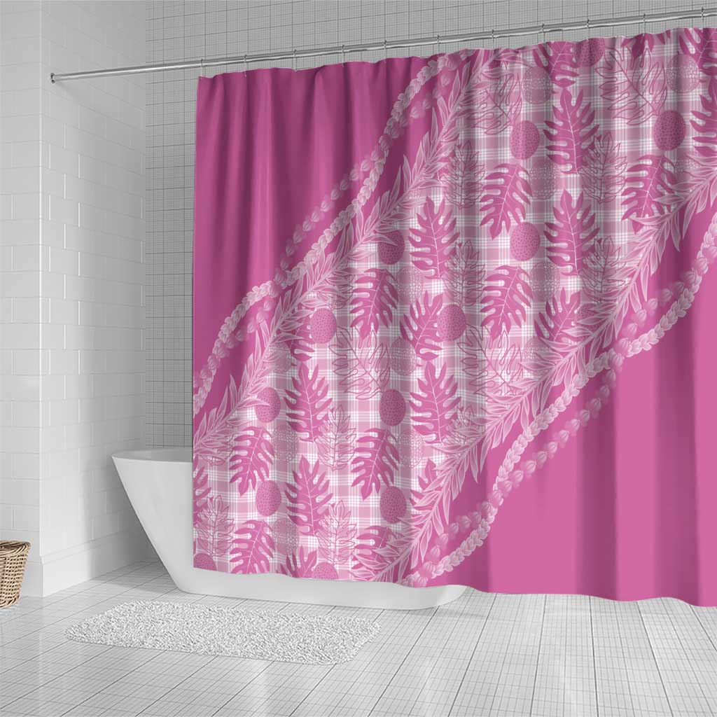Hawaii Breadfruit Palaka Shower Curtain Omaomao Ulaula Maile Lei - Polynesian Pride