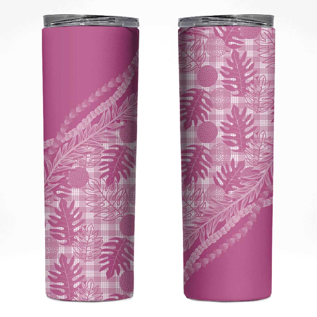 Hawaii Breadfruit Palaka Skinny Tumbler Omaomao Ulaula Maile Lei - Polynesian Pride