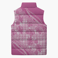 Hawaii Breadfruit Palaka Sleeveless Puffer Jacket Omaomao Ulaula Maile Lei - Polynesian Pride