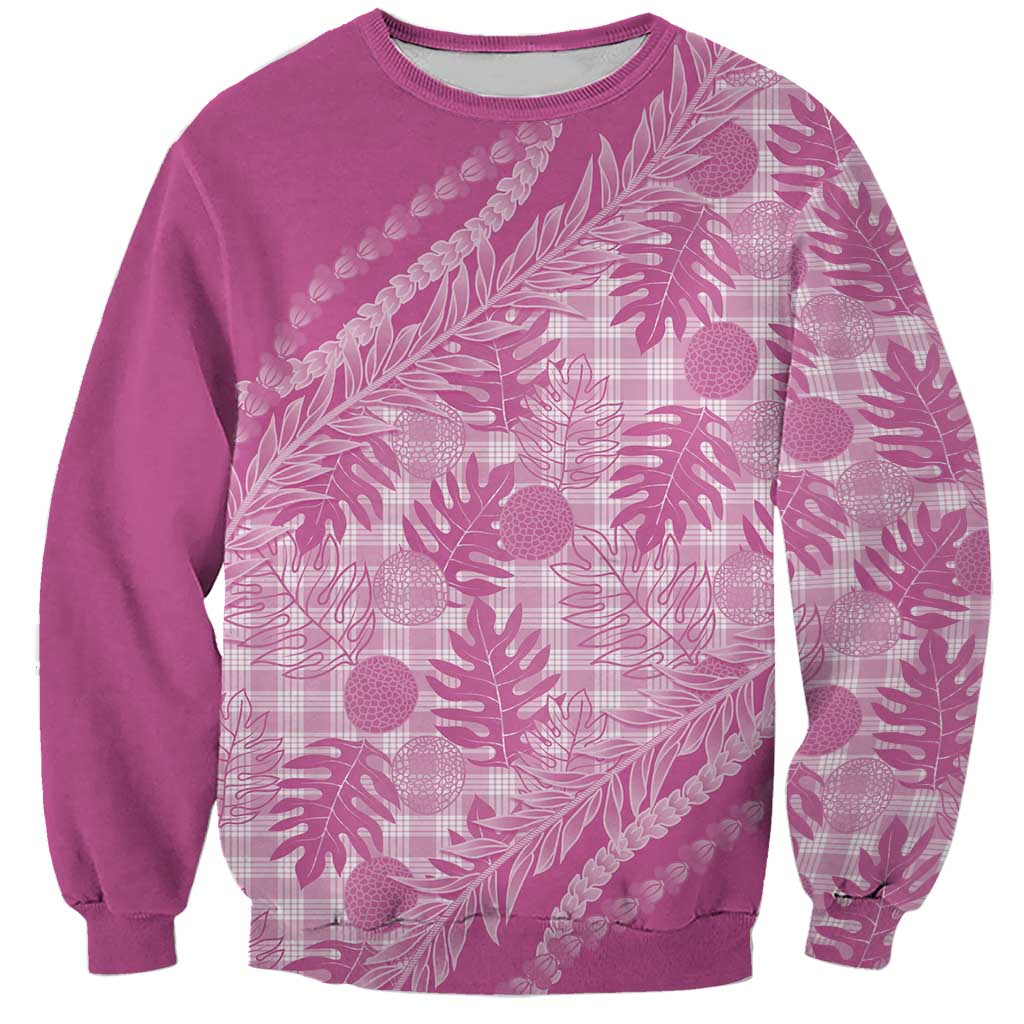 Hawaii Breadfruit Palaka Sweatshirt Omaomao Ulaula Maile Lei - Polynesian Pride