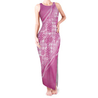 Hawaii Breadfruit Palaka Tank Maxi Dress Omaomao Ulaula Maile Lei LT9 Women Pink - Polynesian Pride