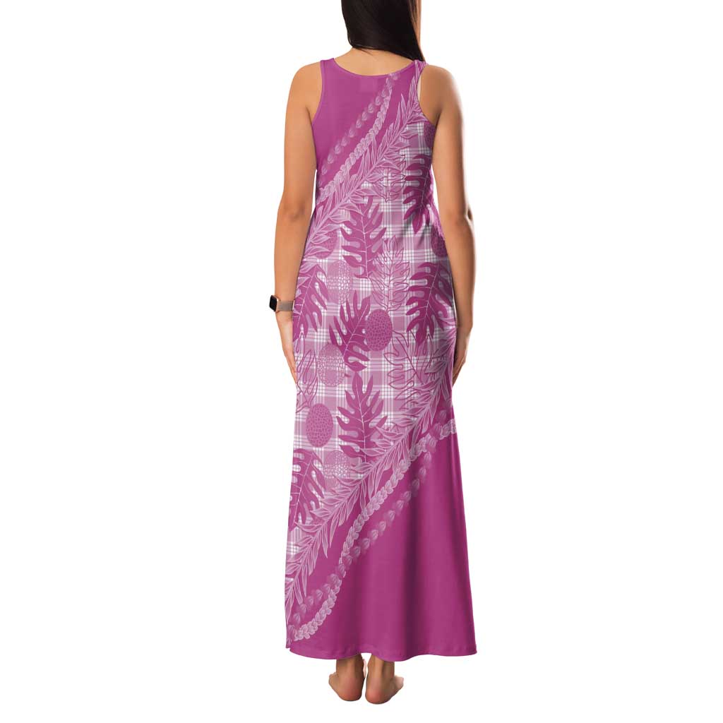 Hawaii Breadfruit Palaka Tank Maxi Dress Omaomao Ulaula Maile Lei LT9 - Polynesian Pride