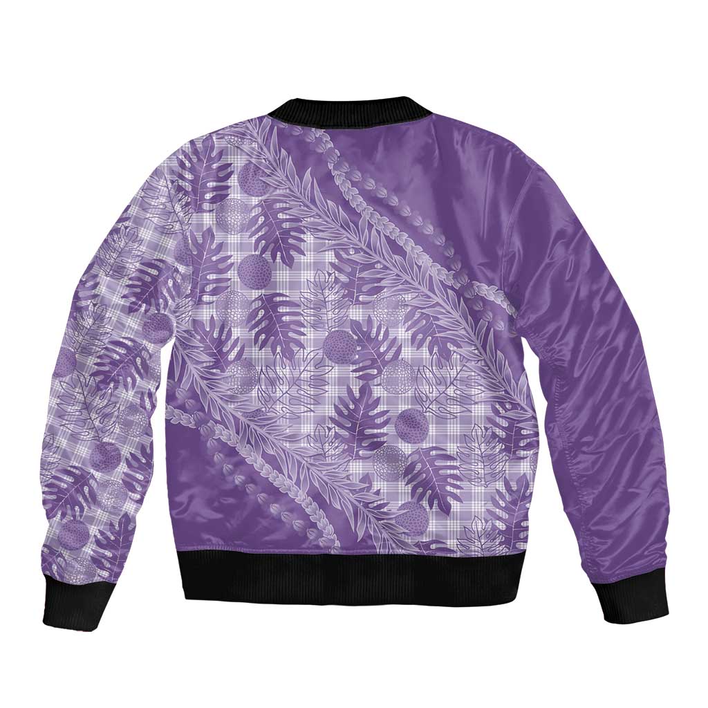 Hawaii Breadfruit Palaka Bomber Jacket Poni Maile Lei - Polynesian Pride