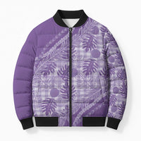 Hawaii Breadfruit Palaka Bomber Puffer Jacket Poni Maile Lei - Polynesian Pride