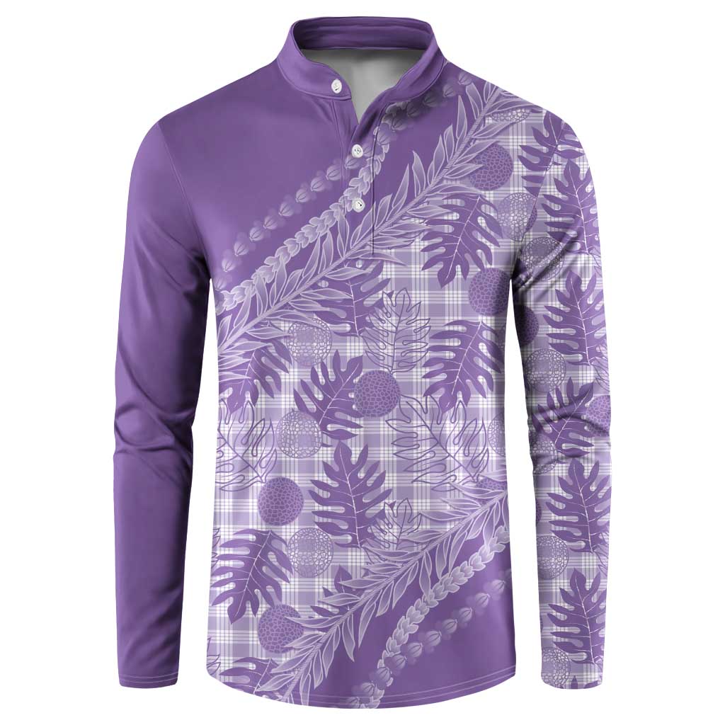 Hawaii Breadfruit Palaka Button Sweatshirt Poni Maile Lei - Polynesian Pride