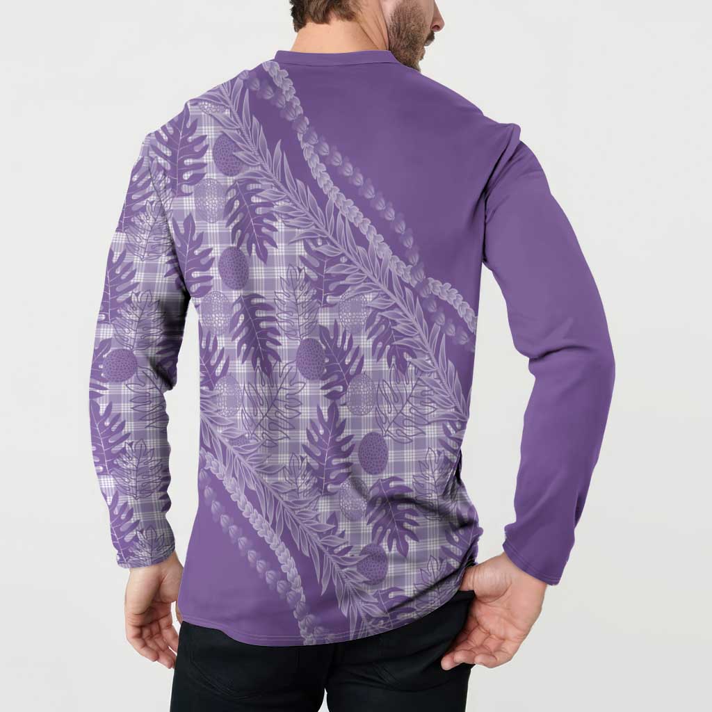 Hawaii Breadfruit Palaka Button Sweatshirt Poni Maile Lei - Polynesian Pride