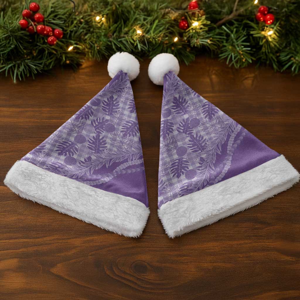 Hawaii Breadfruit Palaka Christmas Santa Hat Poni Maile Lei - Polynesian Pride