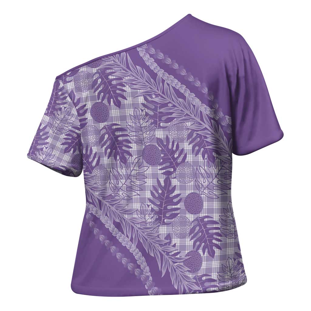 Hawaii Breadfruit Palaka Cross Shoulder Shirt Poni Maile Lei - Polynesian Pride