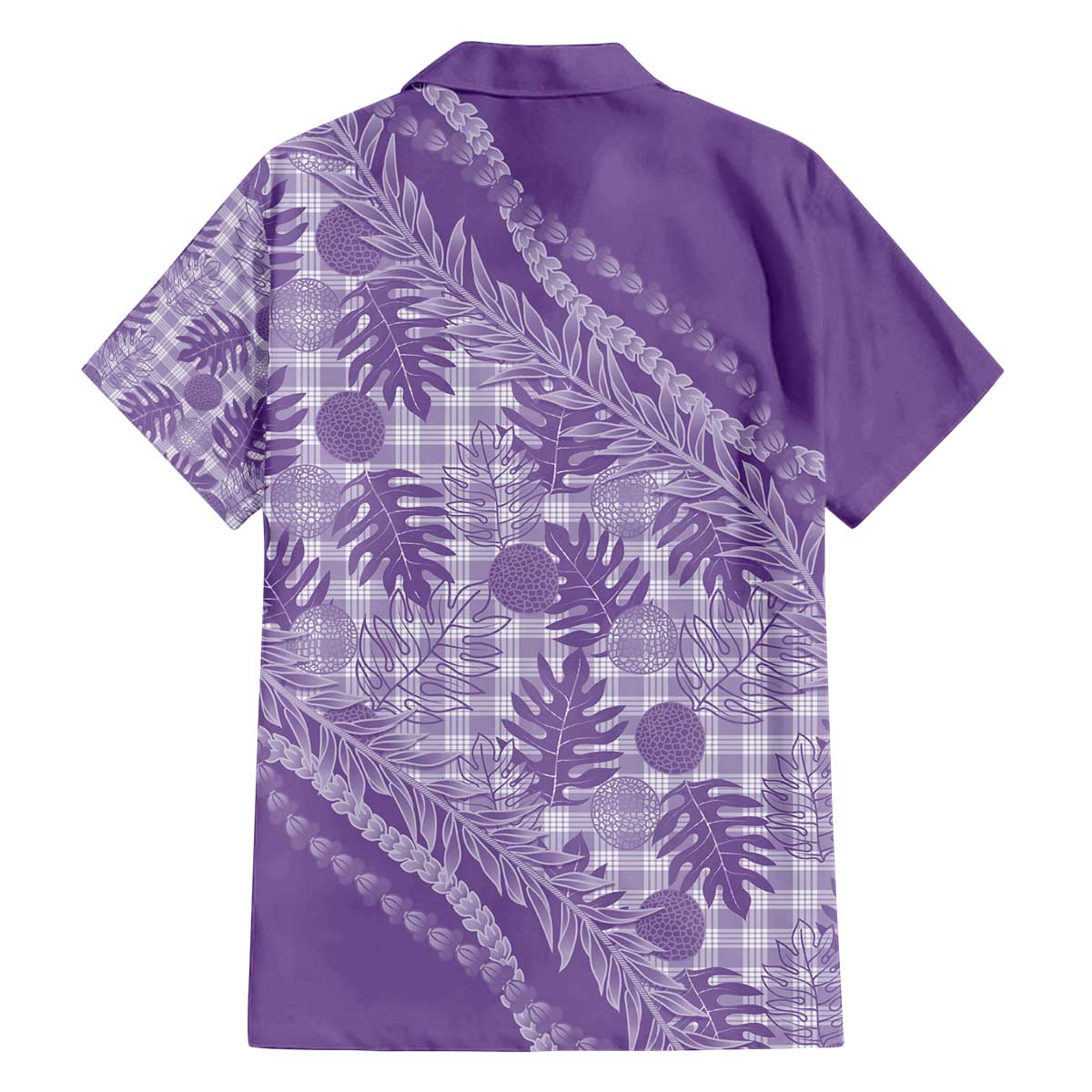 Hawaii Breadfruit Palaka Family Matching Off The Shoulder Long Sleeve Dress and Hawaiian Shirt Poni Maile Lei - Polynesian Pride