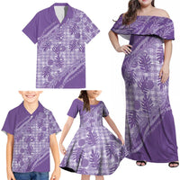 Hawaii Breadfruit Palaka Family Matching Off Shoulder Maxi Dress and Hawaiian Shirt Poni Maile Lei - Polynesian Pride