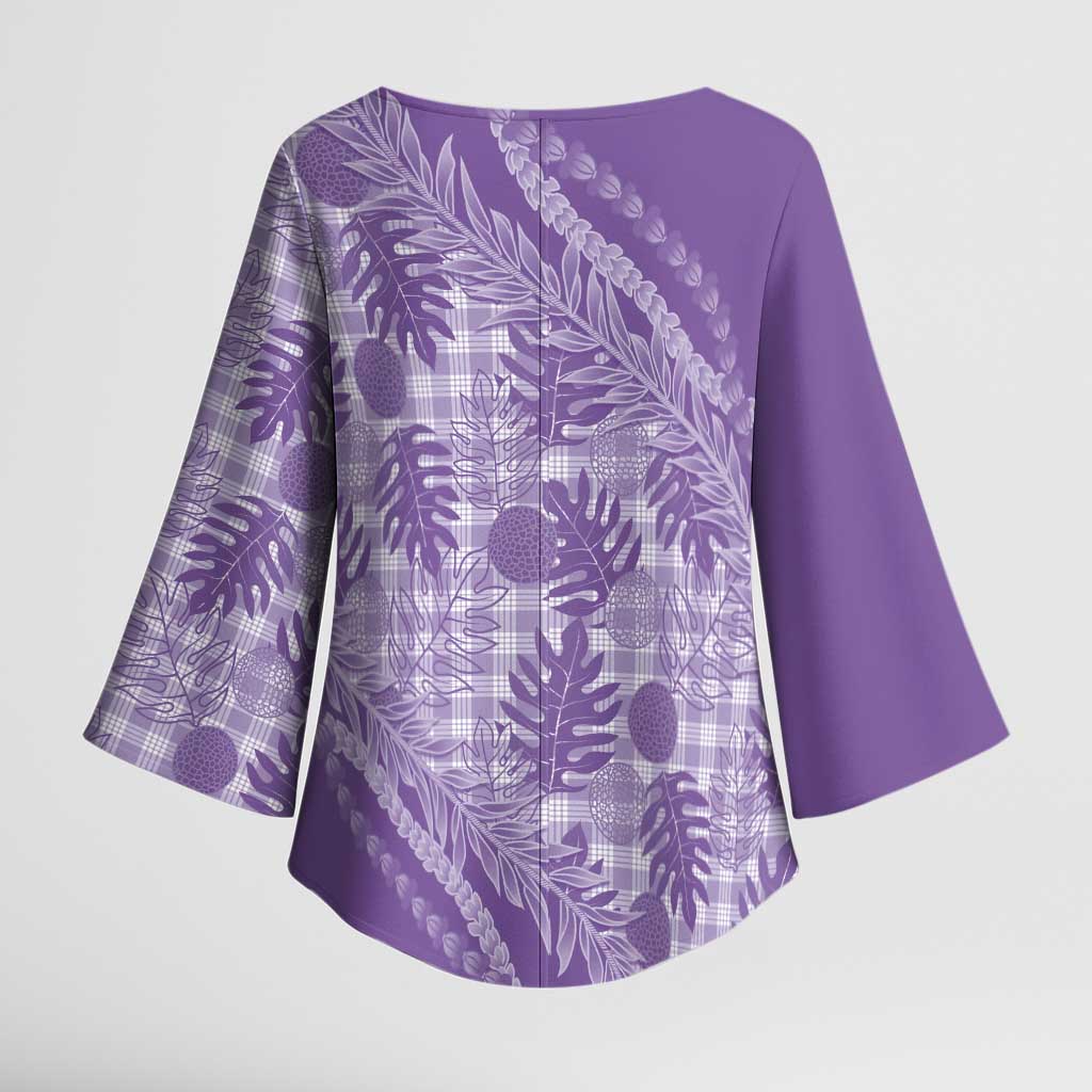 Hawaii Breadfruit Palaka Kimono Sleeve Blouse Poni Maile Lei - Polynesian Pride