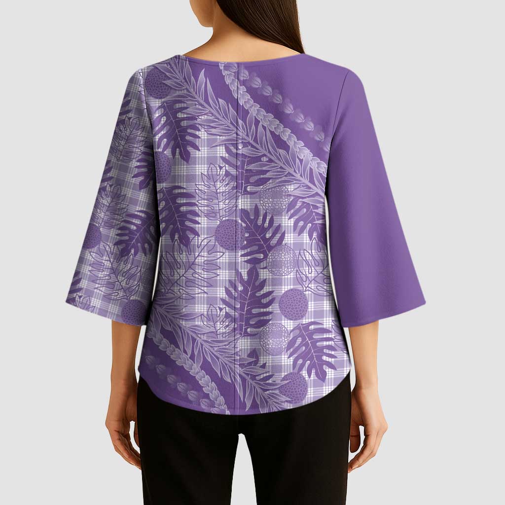 Hawaii Breadfruit Palaka Kimono Sleeve Blouse Poni Maile Lei - Polynesian Pride
