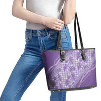 Hawaii Breadfruit Palaka Leather Tote Bag Poni Maile Lei - Polynesian Pride