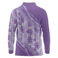 Hawaii Breadfruit Palaka Long Sleeve Polo Shirt Poni Maile Lei - Polynesian Pride