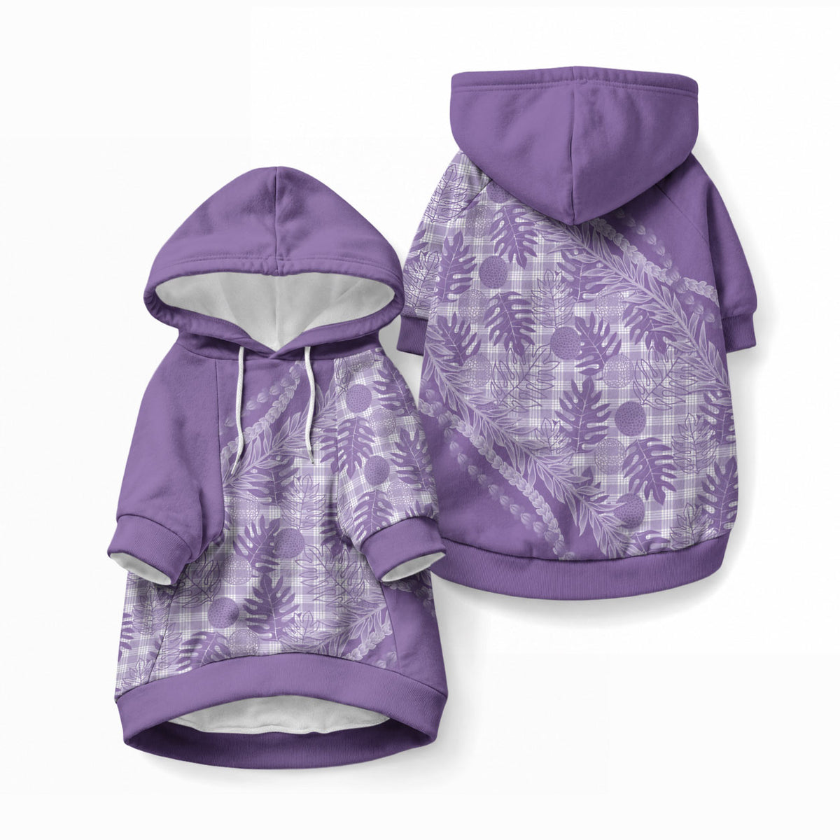 Hawaii Breadfruit Palaka Pet Hoodie Poni Maile Lei