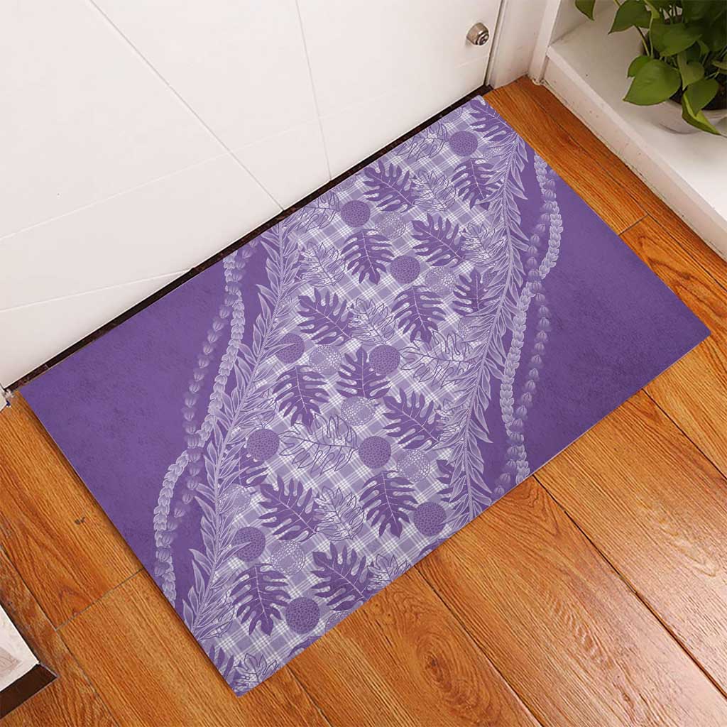 Hawaii Breadfruit Palaka Rubber Doormat Poni Maile Lei - Polynesian Pride
