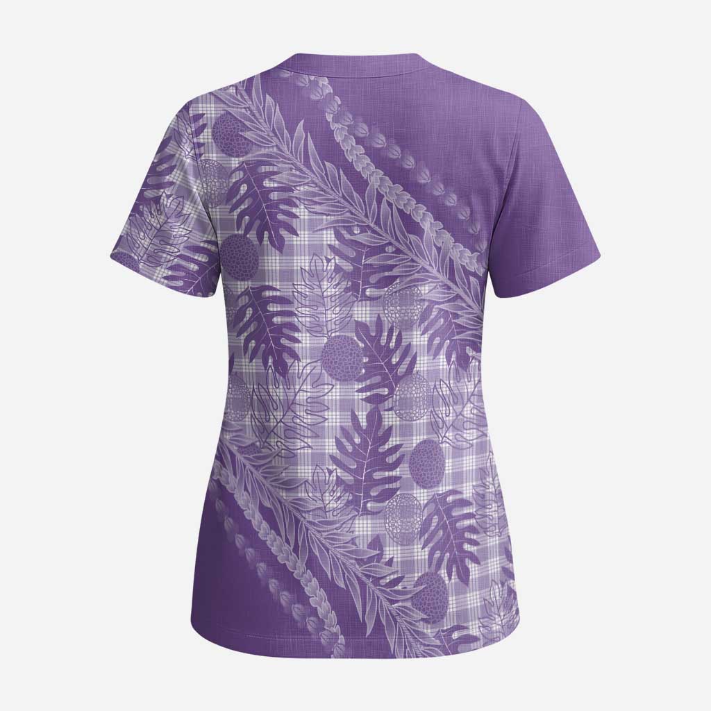 Hawaii Breadfruit Palaka Scrub Top Poni Maile Lei - Polynesian Pride