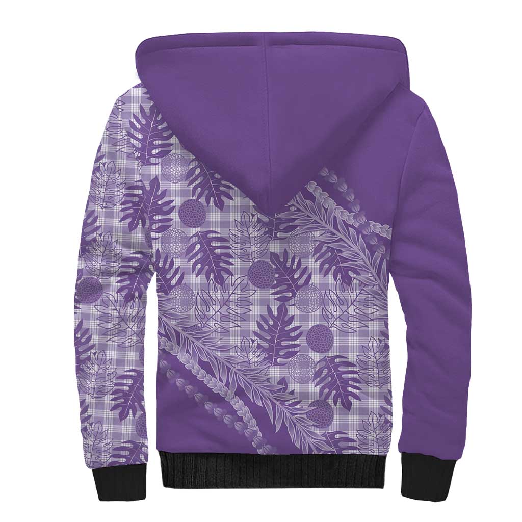 Hawaii Breadfruit Palaka Sherpa Hoodie Poni Maile Lei - Polynesian Pride