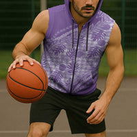 Hawaii Breadfruit Palaka Sleeveless Zip Hoodie Poni Maile Lei - Polynesian Pride