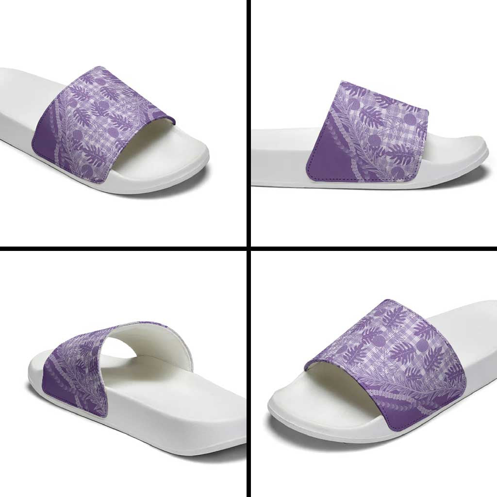 Hawaii Breadfruit Palaka Slide Sandals Poni Maile Lei - Polynesian Pride