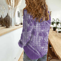 Hawaii Breadfruit Palaka Women Casual Shirt Poni Maile Lei - Polynesian Pride