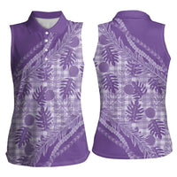 Hawaii Breadfruit Palaka Women Sleeveless Polo Shirt Poni Maile Lei - Polynesian Pride