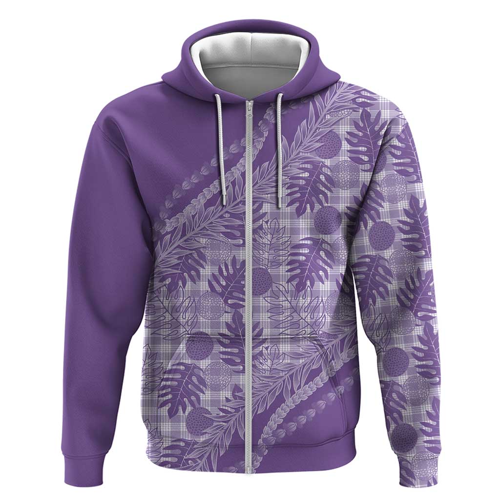 Hawaii Breadfruit Palaka Zip Hoodie Poni Maile Lei - Polynesian Pride