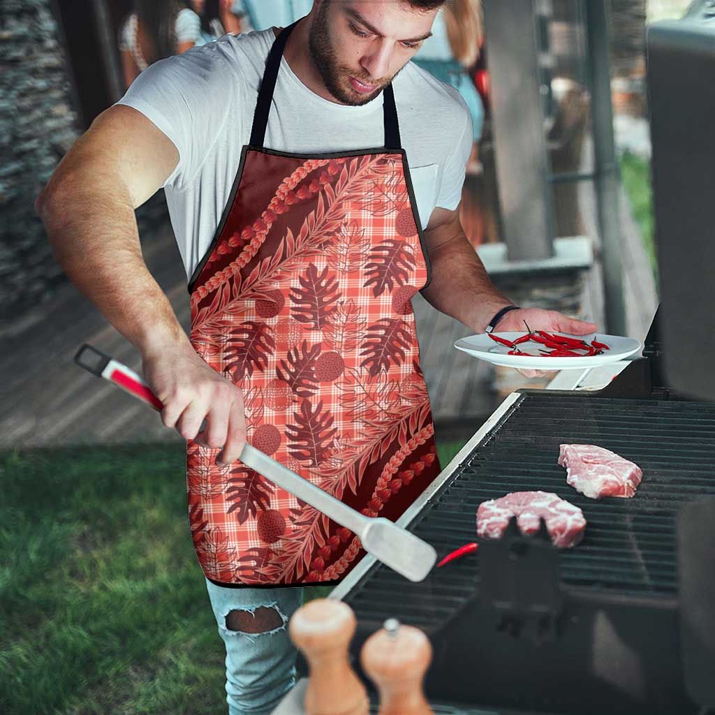 Hawaii Breadfruit Palaka Apron Ulaula Maile Lei - Polynesian Pride