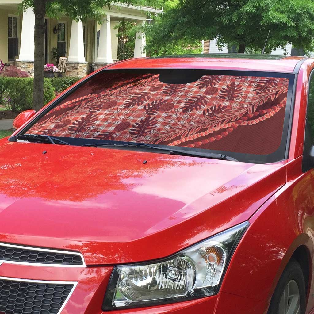Hawaii Breadfruit Palaka Auto Sun Shade Ulaula Maile Lei - Polynesian Pride