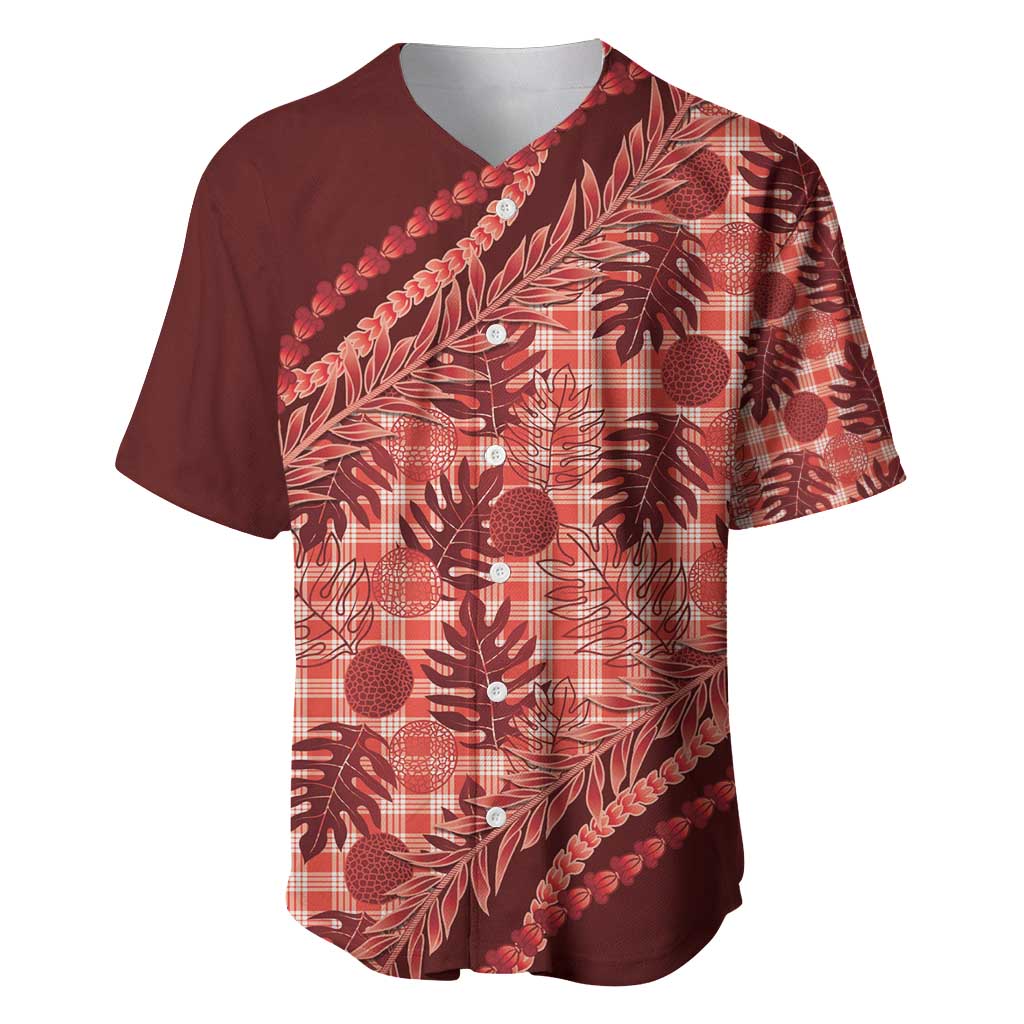 Hawaii Breadfruit Palaka Baseball Jersey Ulaula Maile Lei - Polynesian Pride