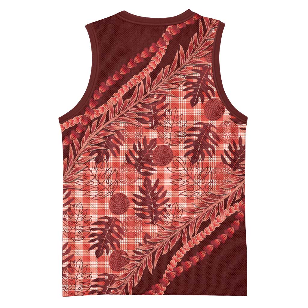 Hawaii Breadfruit Palaka Basketball Jersey Ulaula Maile Lei - Polynesian Pride