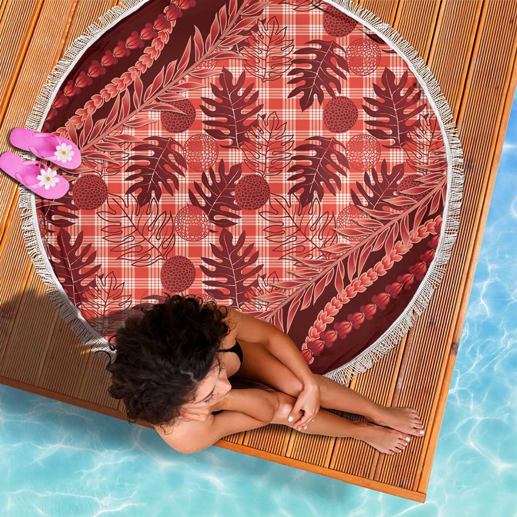 Hawaii Breadfruit Palaka Beach Blanket Ulaula Maile Lei - Polynesian Pride