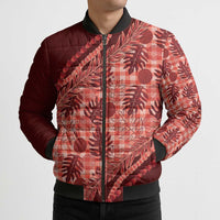Hawaii Breadfruit Palaka Bomber Puffer Jacket Ulaula Maile Lei - Polynesian Pride