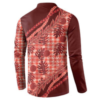 Hawaii Breadfruit Palaka Button Sweatshirt Ulaula Maile Lei - Polynesian Pride