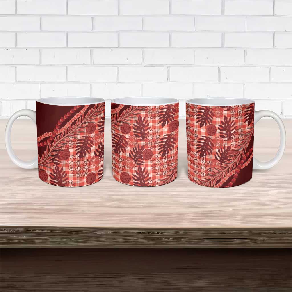 Hawaii Breadfruit Palaka Ceramic Mug Ulaula Maile Lei - Polynesian Pride