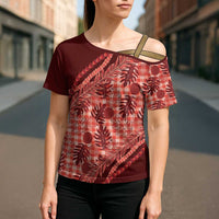 Hawaii Breadfruit Palaka Cross Shoulder Shirt Ulaula Maile Lei - Polynesian Pride