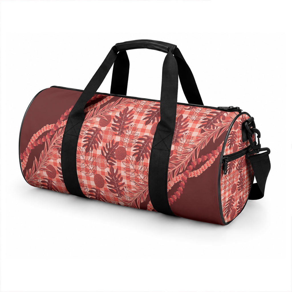 Hawaii Breadfruit Palaka Duffle Bag Ulaula Maile Lei LT9 - Polynesian Pride