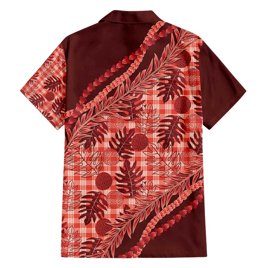 Hawaii Breadfruit Palaka Family Matching Tank Maxi Dress and Hawaiian Shirt Ulaula Maile Lei - Polynesian Pride