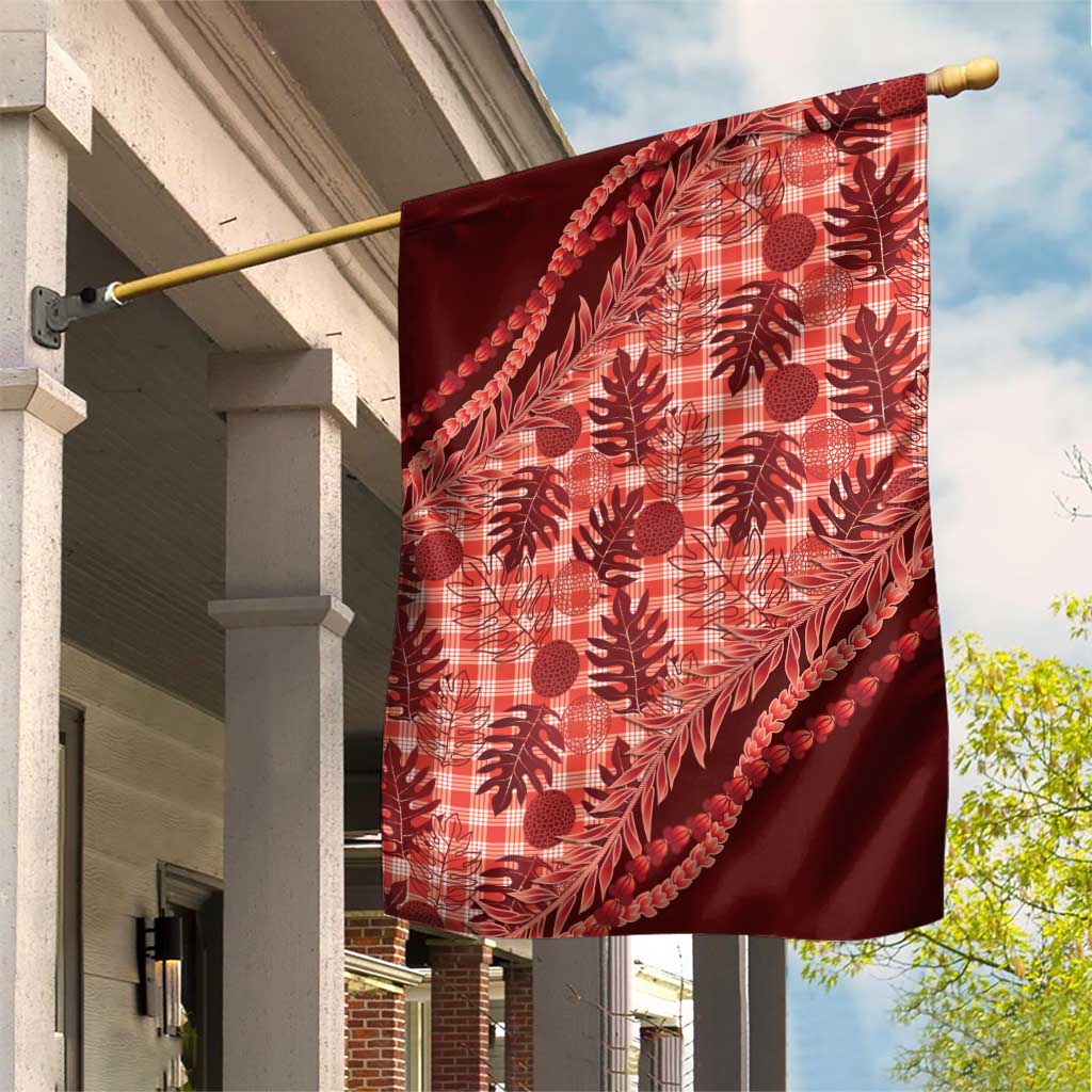 Hawaii Breadfruit Palaka Garden Flag Ulaula Maile Lei - Polynesian Pride