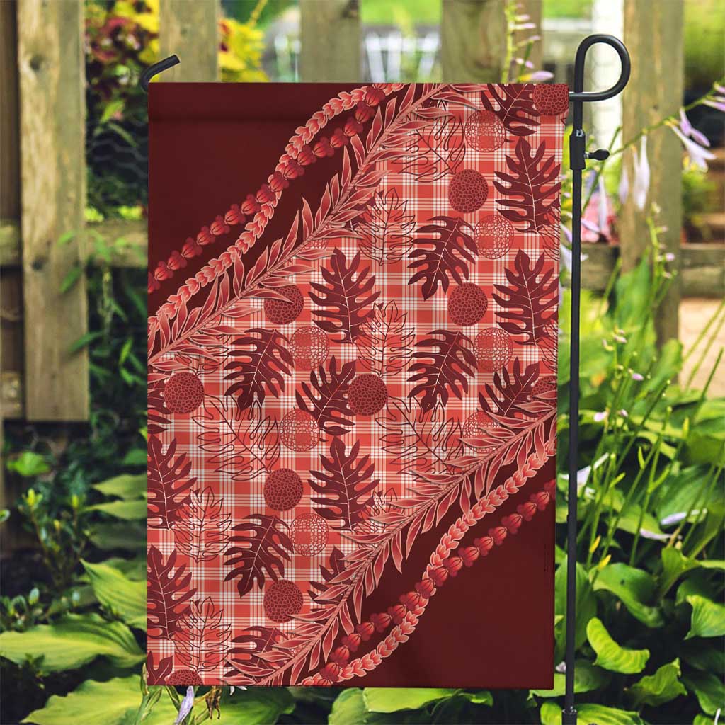 Hawaii Breadfruit Palaka Garden Flag Ulaula Maile Lei - Polynesian Pride