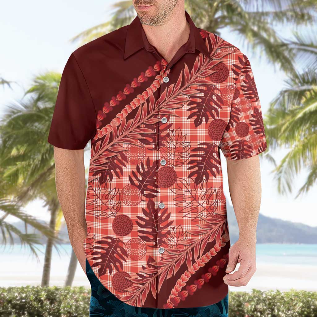 Hawaii Breadfruit Palaka Hawaiian Shirt Ulaula Maile Lei - Polynesian Pride