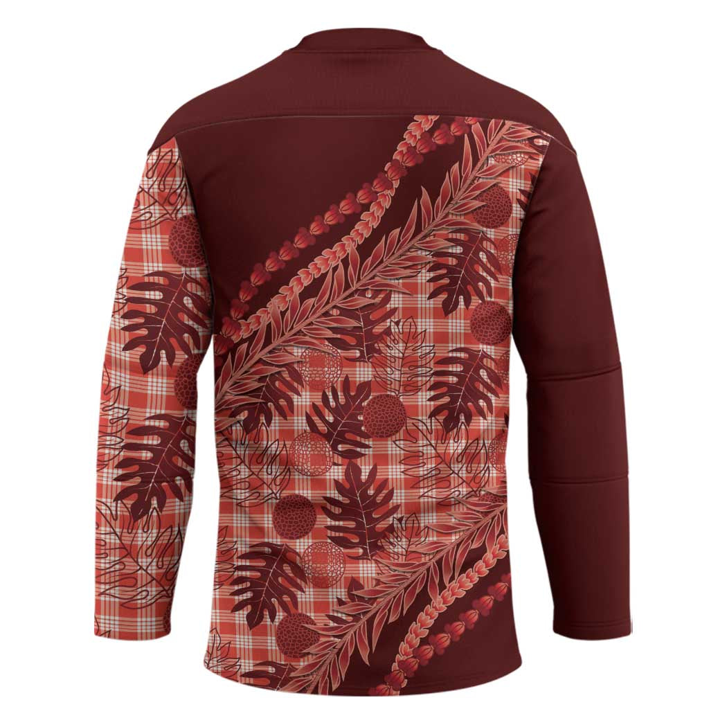 Hawaii Breadfruit Palaka Hockey Jersey Ulaula Maile Lei - Polynesian Pride