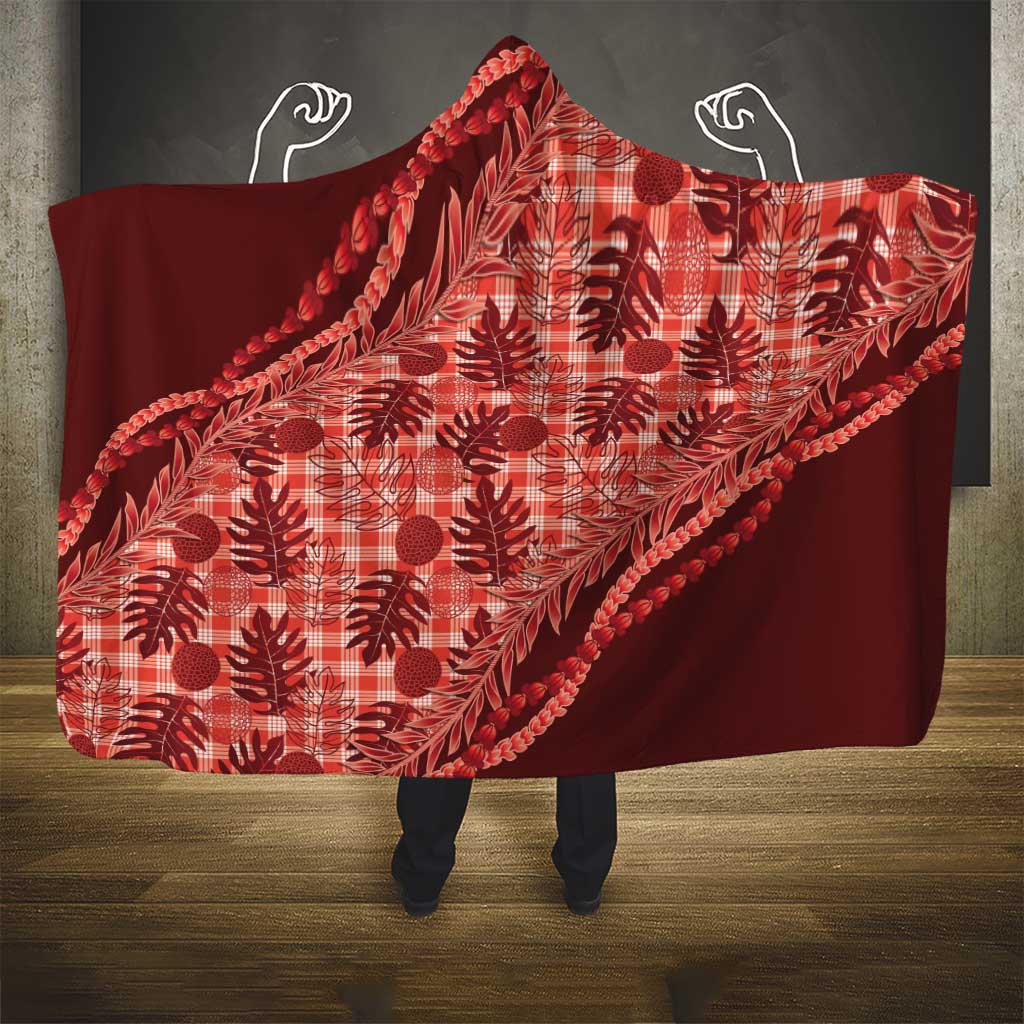 Hawaii Breadfruit Palaka Hooded Blanket Ulaula Maile Lei - Polynesian Pride