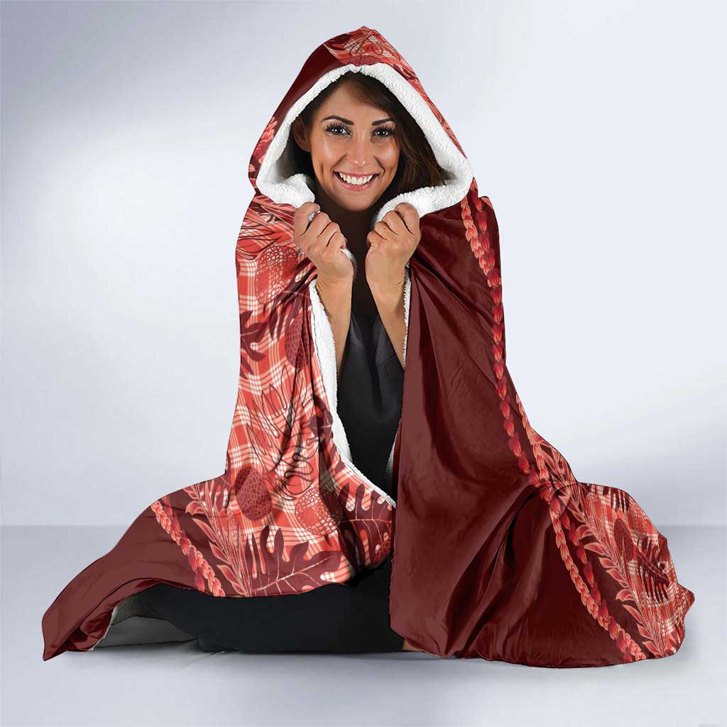 Hawaii Breadfruit Palaka Hooded Blanket Ulaula Maile Lei - Polynesian Pride