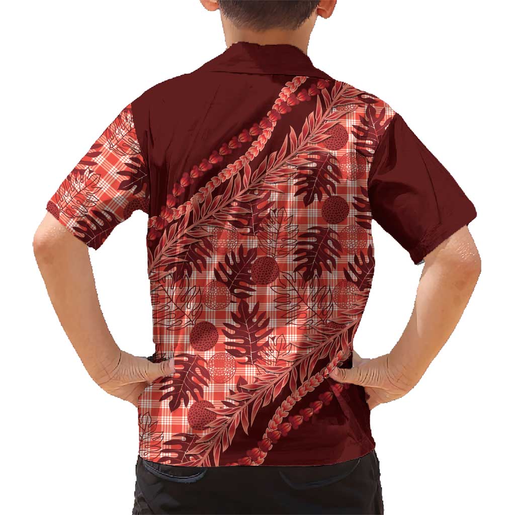 Hawaii Breadfruit Palaka Kid Hawaiian Shirt Ulaula Maile Lei - Polynesian Pride