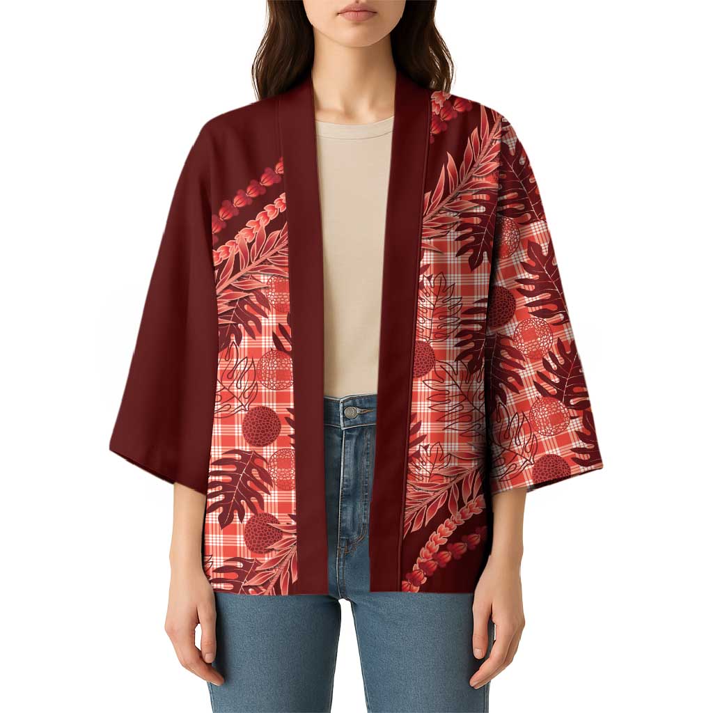 Hawaii Breadfruit Palaka Kimono Ulaula Maile Lei - Polynesian Pride