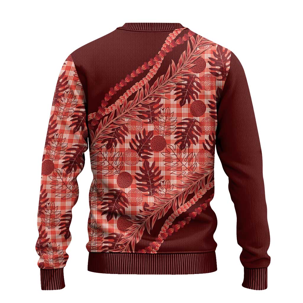 Hawaii Breadfruit Palaka Ugly Christmas Sweater Ulaula Maile Lei - Polynesian Pride