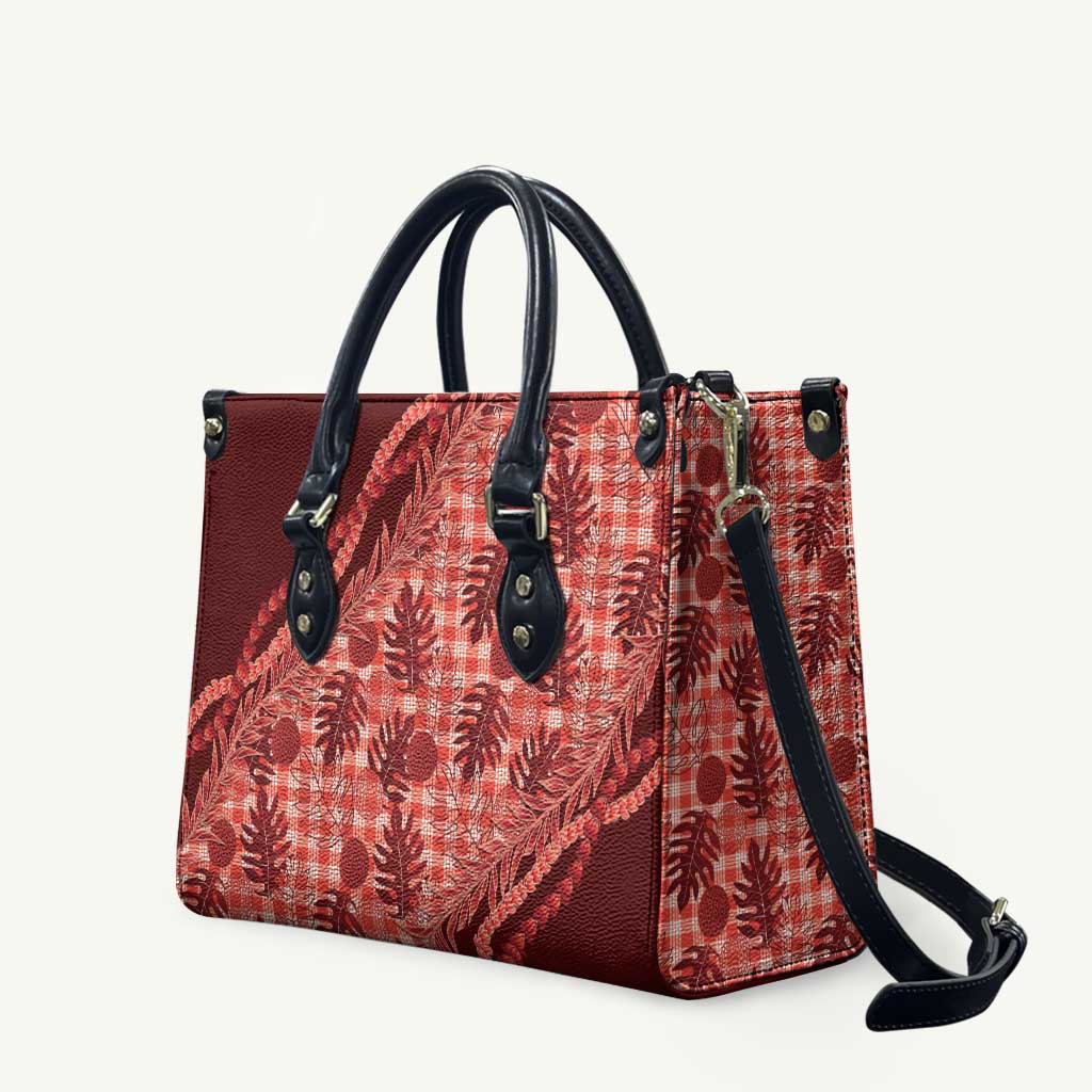 Hawaii Breadfruit Palaka Leather Bag Ulaula Maile Lei - Polynesian Pride
